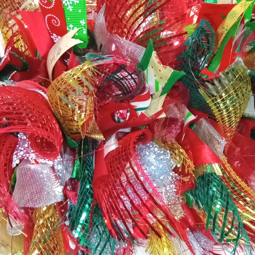 New! Christmas Holidays Large Door Wreath Ribbons Full & Fluffy Size 24